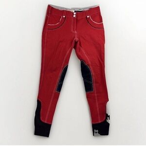 Horseware Women’s Riding Pants 32R Red Knee Patch Stretch Equestrian